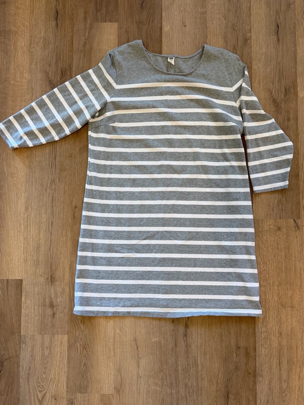 Old Navy Gray White Stripe Knit Shift Dress XL Casual Midi
